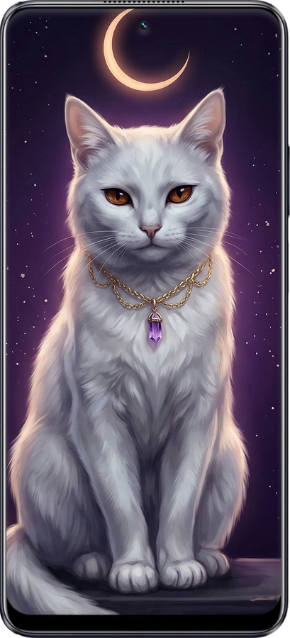 TPU чехол Mystic White Cat Gothic Dark Purple Gold для Realme 10 Pro - 6805b-2945 изображение 