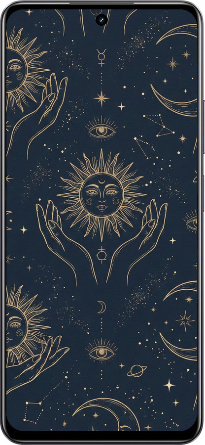 Силіконовий чехол Celestial Harmony: Sun & Moon Gold Mystic Pattern для Realme Realme 11 5G - 6778u-3175 изображение 