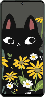 TPU чехол Черный кот с цветами для Realme Realme 12 5G - 6448b-3705 изображение 