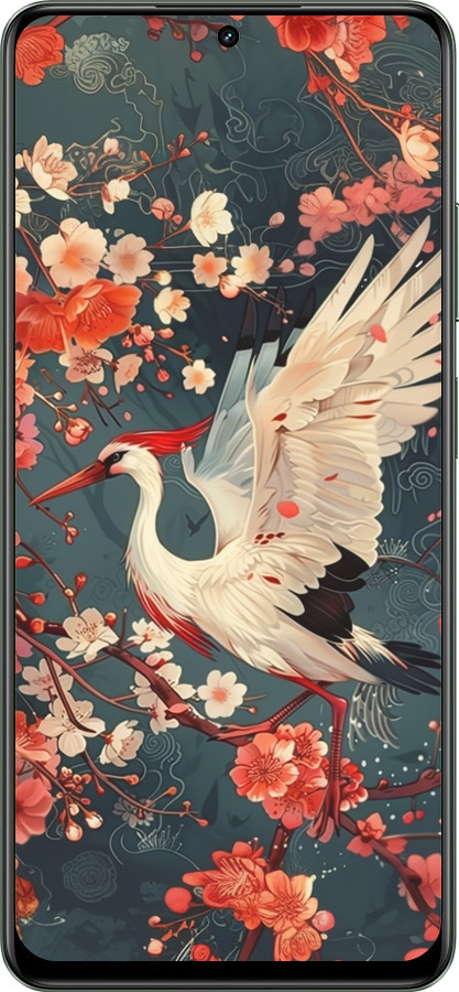 TPU чехол Сакура и аист для Realme Realme 13 5G - 6108b-3916 изображение 