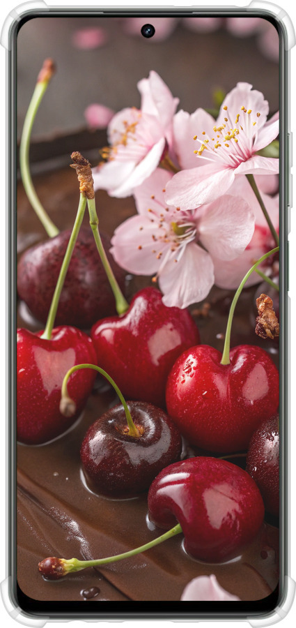 Силикон с усиленными углами чехол Вишня в шоколаде для Realme Realme 13 5G - 6698sp-3916 изображение 
