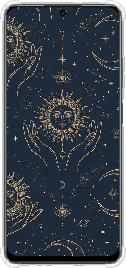 Силіконовий протиударний с посиленими кутами чехол Celestial Harmony: Sun & Moon Gold Mystic Pattern для Realme Realme 12 5G - 6778sp-3705 изображение 