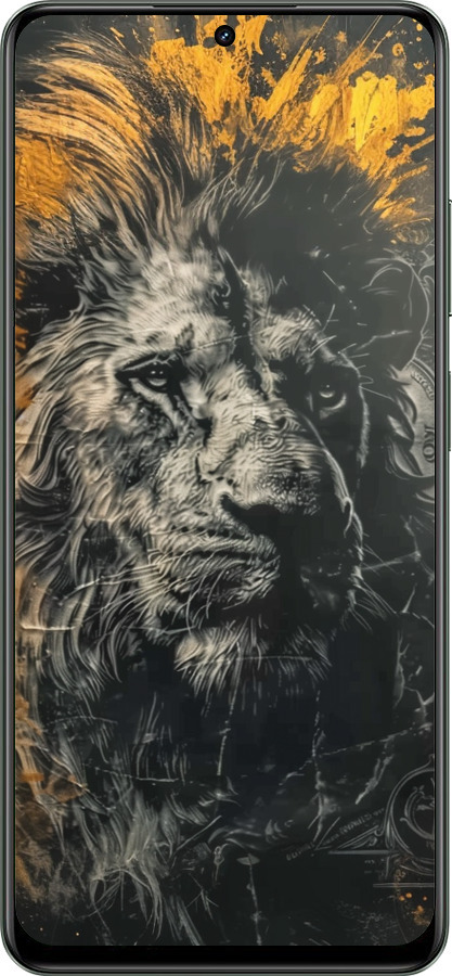 Силиконовый чехол Лев в золотых красках для Realme Realme 12 5G - 6155u-3705 изображение 
