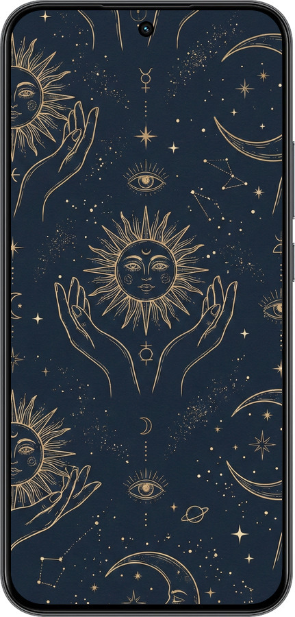 Силиконовый чехол Celestial Harmony: Sun & Moon Gold Mystic Pattern для Realme 15T 5G - 6778u-4159 изображение 