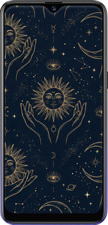 Силиконовый чехол Celestial Harmony: Sun & Moon Gold Mystic Pattern для Realme 3 - 6778u-1869 изображение 