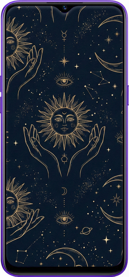 TPU чехол Celestial Harmony: Sun & Moon Gold Mystic Pattern для Realme 6i - 6778b-2059 изображение 