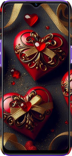 3D пластиковый матовый чехол Сердечки v4 для Realme 5 - 5834m-1862 изображение 