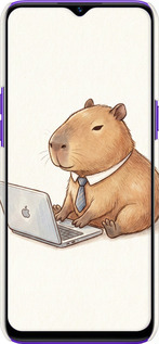 3D пластиковый матовый чехол Funny Capybara CEO Working для Realme 5 - 6777m-1862 изображение 