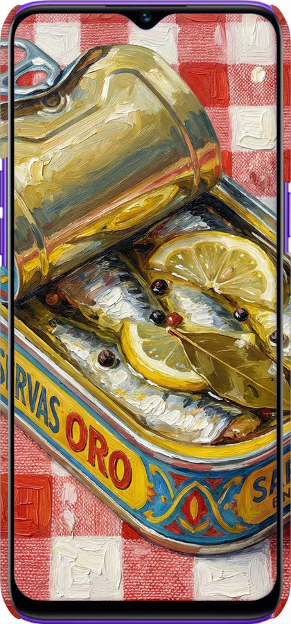 3D пластиковый матовый чехол Vintage Sardine Tin Phone для Realme 6i - 6772m-2059 изображение 