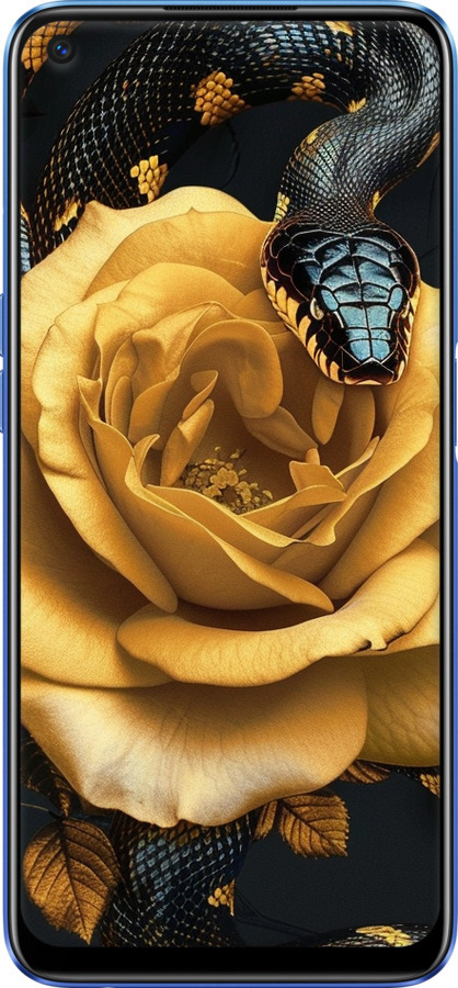 TPU чехол Black snake and golden rose для Realme 6 - 6068b-1913 изображение 