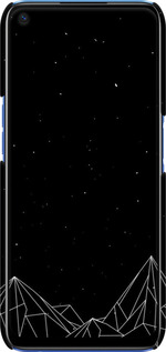 3D пластиковый матовый чехол Черно белые абстрактные горы для Realme 6 - 6437m-1913 изображение 