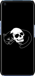 3D пластиковий матовий чехол Із зображенням кота та черепа для Realme 6 - 6491m-1913 изображение 