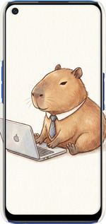 3D пластиковий матовий чехол Funny Capybara CEO Working для Realme 6 - 6777m-1913 изображение 