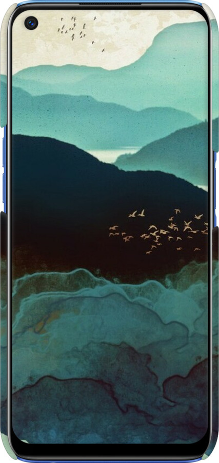 3D пластиковый матовый чехол С изображением гор Индиго для Realme 6 - 6484m-1913 изображение 