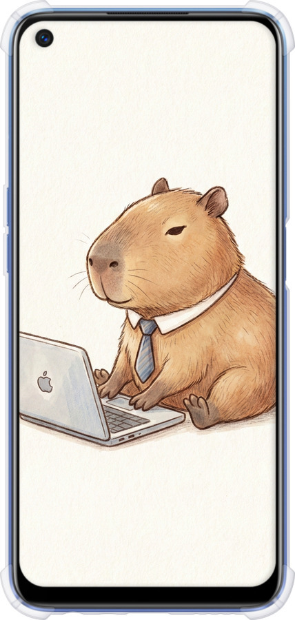Силіконовий протиударний с посиленими кутами чехол Funny Capybara CEO Working для Realme 6 - 6777sp-1913 изображение 