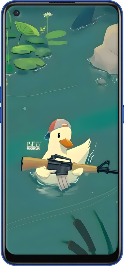 2D пластиковий чехол Каченя з автоматом для Realme 7 Pro - 6356t-2082 изображение 