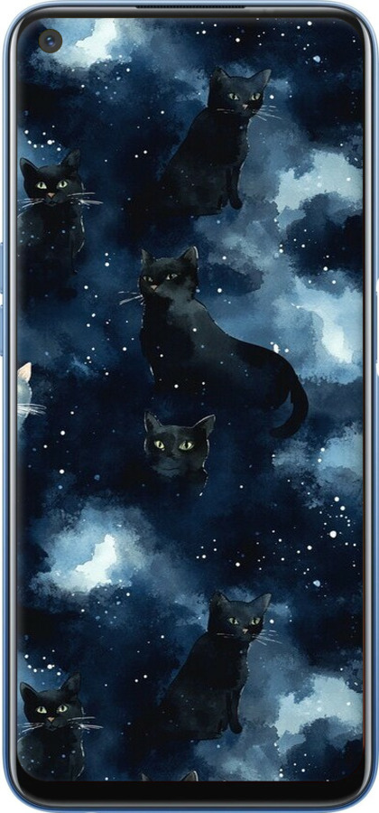 TPU чехол Изображение Кошек с тёмной акварелью для Realme 7 - 6521b-2081 изображение 