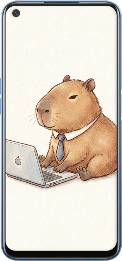 TPU чехол Funny Capybara CEO Working для Realme 7 - 6777b-2081 изображение 