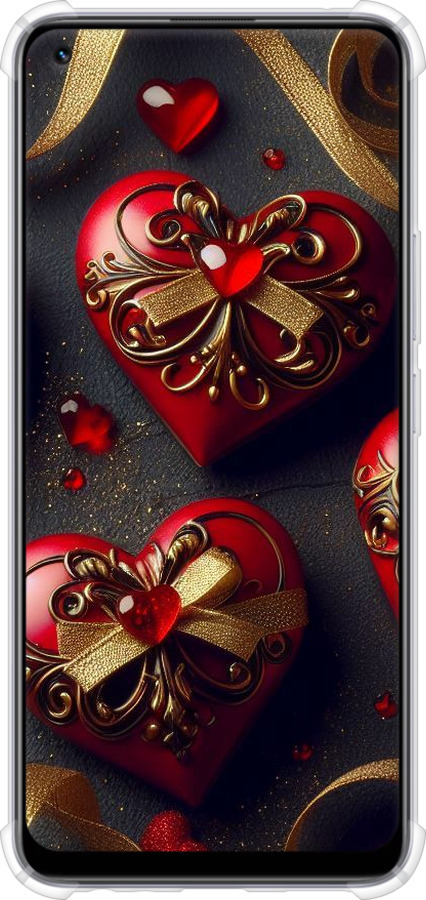 Силикон с усиленными углами чехол Сердечки v4 для Realme 8 - 5834sp-2303 изображение 