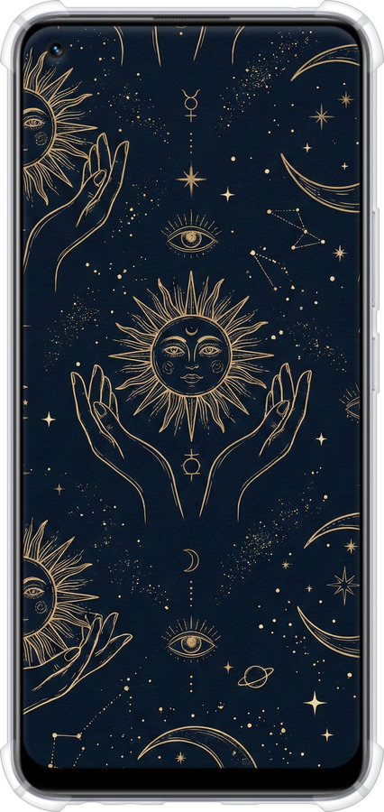 Силіконовий протиударний с посиленими кутами чехол Celestial Harmony: Sun & Moon Gold Mystic Pattern для Realme 8 - 6778sp-2303 изображение 