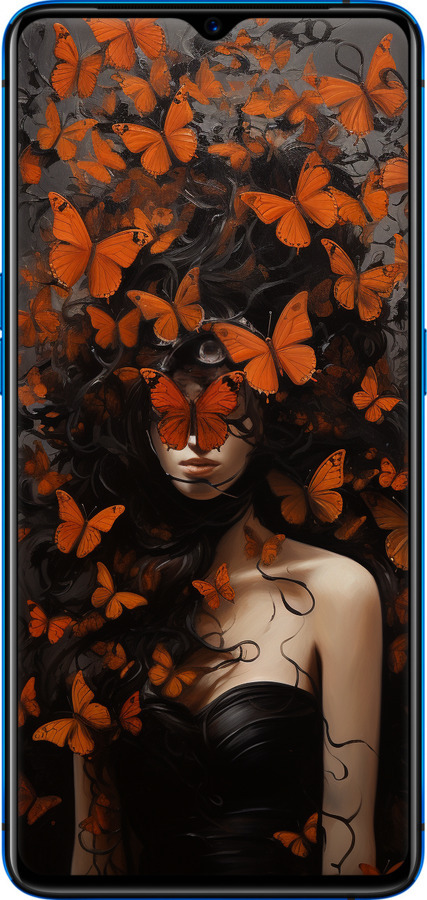 TPU чехол Девушка с оранжевыми бабочками для Realme X2 Pro - 5941b-1866 изображение 