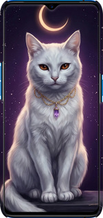 3D пластиковий матовий чехол Mystic White Cat Gothic Dark Purple Gold для Realme X2 Pro - 6805m-1866 изображение 