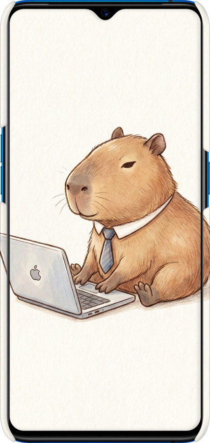 3D пластиковый матовый чехол Funny Capybara CEO Working для Realme X2 Pro - 6777m-1866 изображение 