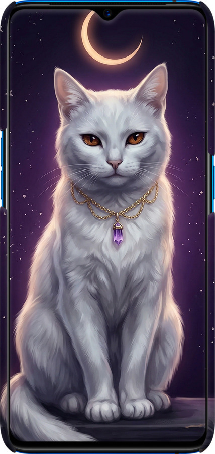 3D пластиковий матовий чехол Mystic White Cat Gothic Dark Purple Gold для Realme X2 Pro - 6805m-1866 изображение 