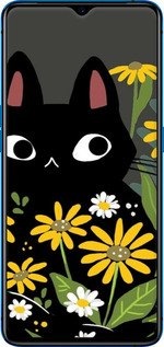 2D пластиковый чехол Черный кот с цветами для Realme X2 Pro - 6448t-1866 изображение 