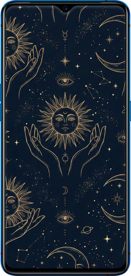 Силиконовый чехол Celestial Harmony: Sun & Moon Gold Mystic Pattern для Realme X2 Pro - 6778u-1866 изображение 
