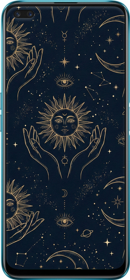 Силиконовый чехол Celestial Harmony: Sun & Moon Gold Mystic Pattern для Realme X50 - 6778u-1894 изображение 