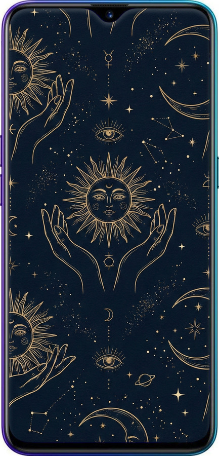 Силіконовий чехол Celestial Harmony: Sun & Moon Gold Mystic Pattern для Realme XT - 6778u-1868 изображение 