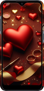 3D пластиковый матовый чехол Сердечки v3 для Samsung Galaxy A01 A015F - 5833m-1842 изображение 