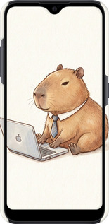 3D пластиковый матовый чехол Funny Capybara CEO Working для Samsung Galaxy A01 A015F - 6777m-1842 изображение 