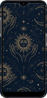 3D пластиковый матовый чехол Celestial Harmony: Sun & Moon Gold Mystic Pattern для Samsung Galaxy A01 A015F - 6778m-1842 изображение 
