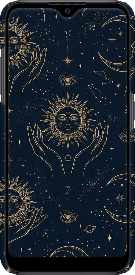 3D пластиковый матовый чехол Celestial Harmony: Sun & Moon Gold Mystic Pattern для Samsung Galaxy A01 A015F - 6778m-1842 изображение 