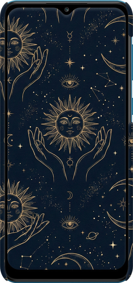 3D пластиковий матовий чехол Celestial Harmony: Sun & Moon Gold Mystic Pattern для Samsung Galaxy A02 A022G - 6778m-2260 изображение 
