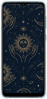 Силикон с усиленными углами чехол Celestial Harmony: Sun & Moon Gold Mystic Pattern для Samsung Galaxy A02 A022G - 6778sp-2260 изображение 
