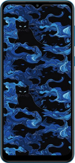 2D пластиковый чехол Абстрактный узор черных котов на синем фоне для Samsung Galaxy A02 A022G - 6525t-2260 изображение 