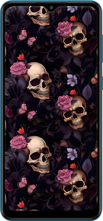 2D пластиковый чехол Черепа и розы для Samsung Galaxy A02 A022G - 6316t-2260 изображение 