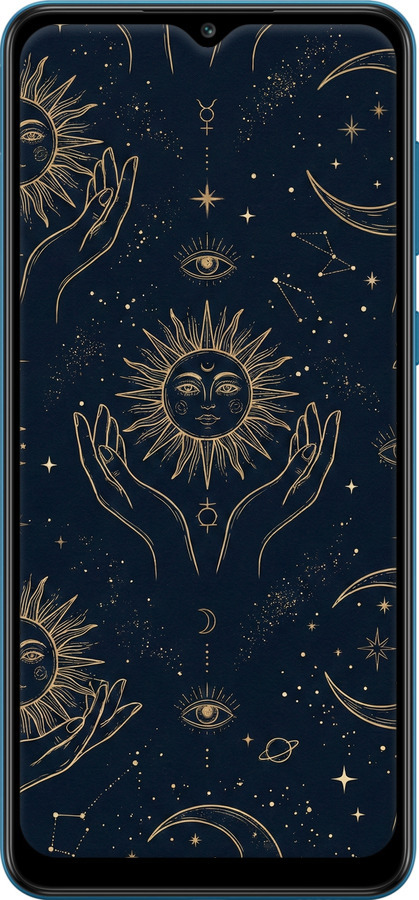 2D пластиковый чехол Celestial Harmony: Sun & Moon Gold Mystic Pattern для Samsung Galaxy A02 A022G - 6778t-2260 изображение 
