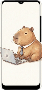 3D пластиковый матовый чехол Funny Capybara CEO Working для Samsung Galaxy A02s A025F - 6777m-2203 изображение 