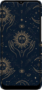 3D пластиковый матовый чехол Celestial Harmony: Sun & Moon Gold Mystic Pattern для Samsung Galaxy A02s A025F - 6778m-2203 изображение 