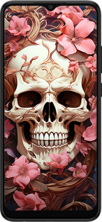 TPU чехол Череп в розовых цветах для Samsung Galaxy A03 A035F - 5965b-2499 изображение 