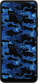 TPU чехол Абстрактный узор черных котов на синем фоне для Samsung Galaxy A03 A035F - 6525b-2499 изображение 