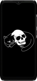 3D пластиковый матовый чехол С изображением кота и черепа для Samsung Galaxy A03 A035F - 6491m-2499 изображение 