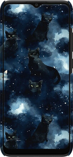 3D пластиковый матовый чехол Изображение Кошек с тёмной акварелью для Samsung Galaxy A03 A035F - 6521m-2499 изображение 