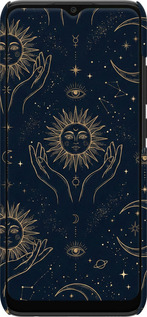 3D пластиковий матовий чехол Celestial Harmony: Sun & Moon Gold Mystic Pattern для Samsung Galaxy A03 A035F - 6778m-2499 изображение 