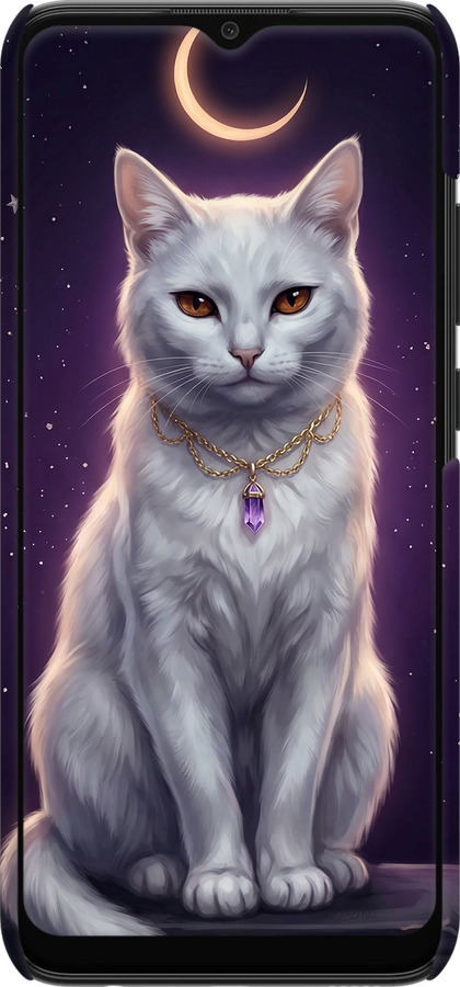 3D пластиковый матовый чехол Mystic White Cat Gothic Dark Purple Gold для Samsung Galaxy A03 A035F - 6805m-2499 изображение 