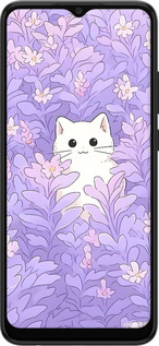 Силиконовый чехол Котик в цветах для Samsung Galaxy A03 A035F - 6390u-2499 изображение 